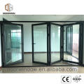 Wood grain aluminium frame glass doors and bi-fold door waterproof toilet alloy casement windows